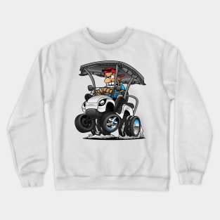 Funny Golf Cart Hotrod Golf Car Popping a Wheelie Cartoon Crewneck Sweatshirt